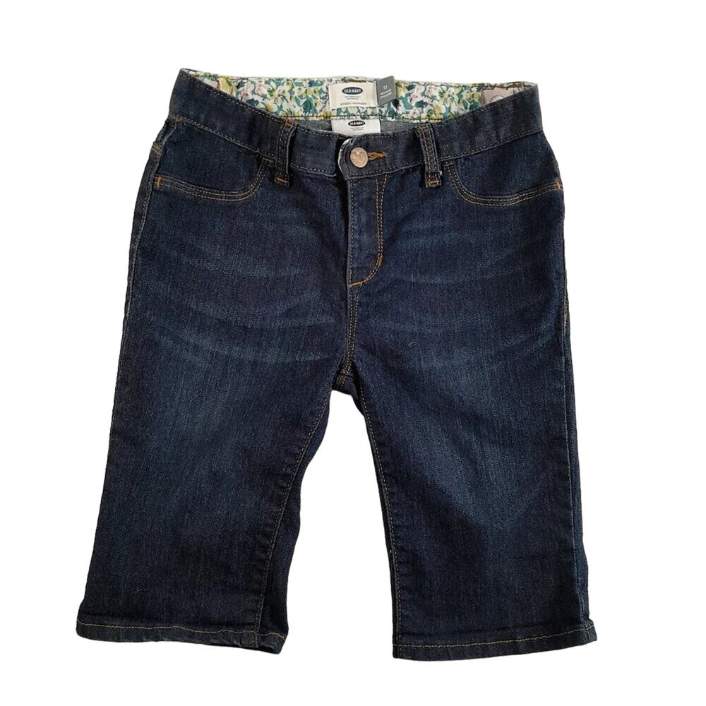 Old Navy Girls Denim Bermuda Shorts Dark Wash 12 EUC Adjustable Waist Summer‎